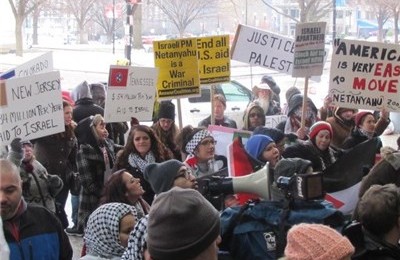 بازداشت ۵ نفر در تجمع اعتراضی به سفر نتانیاهو به آمریکا و سخنرانی در آیپک +عکس