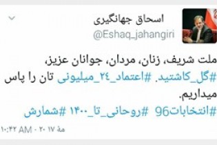 جهانگیری رای 24 میلیونی ایرانی ها به روحانی را تبریک گفت