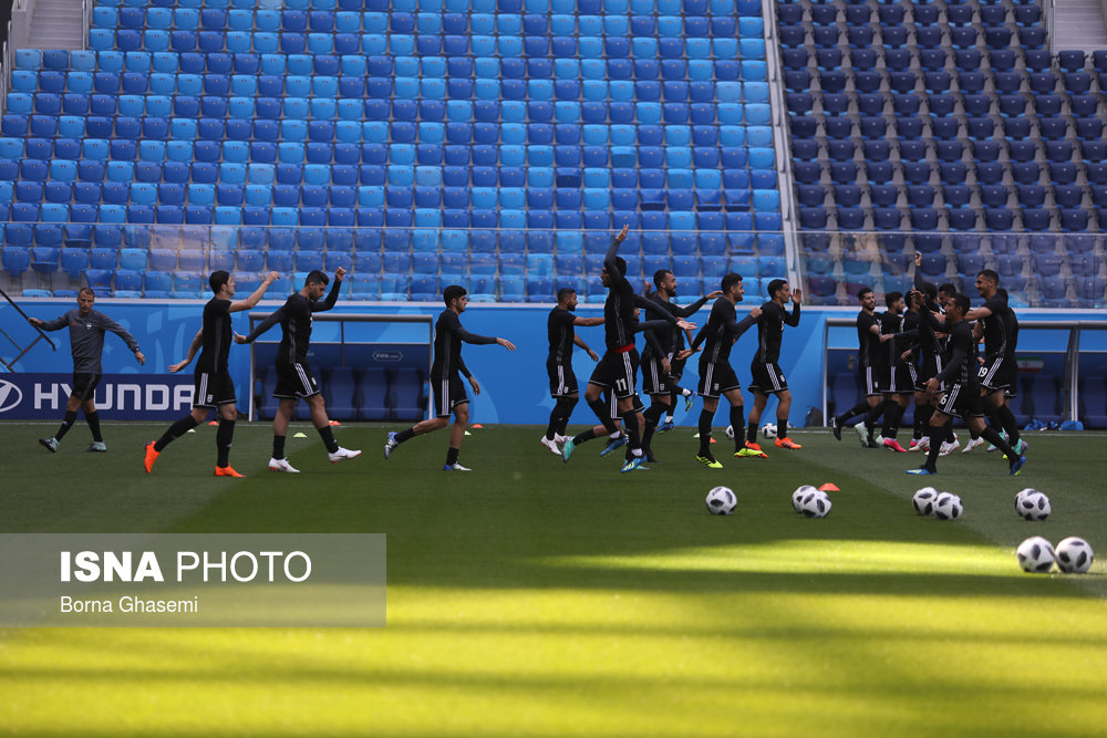 تمرین تیم ملی قبل از بازی با مراکش در ورزشگاه زنیت آره‌نا - سنت پترزبورگ‎