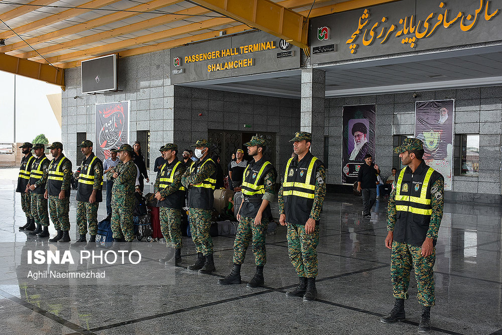حضور نیروهای نظامی و انتظامی در مرز شلمچه