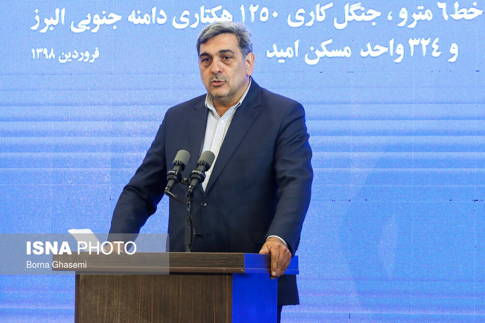 سخنرانی حناچی در مراسم افتتاح خط ۶ متروی تهران با حضور رییس جمهور