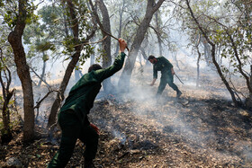 آتش سوزی جنگل‌ها و مراتع منطقه "کهوا" در شهرستان بویراحمد واقع در جاده سابق یاسوج - شیراز