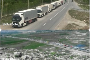 صف طولانی ۵۰۰  کامیون‌ در مرز بازرگان/ترکیه همکاری نمی‌کند