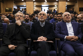 محمد جواد ظریف، علی‌اکبر صالحی و علی لاریجانی در هفدهمین همایش سالانه انجمن علوم سیاسی ایران