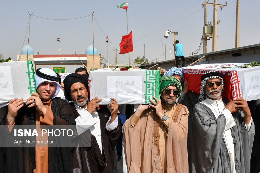 استقبال از ۷۵ شهید دوران دفاع مقدس در مرز شلمچه