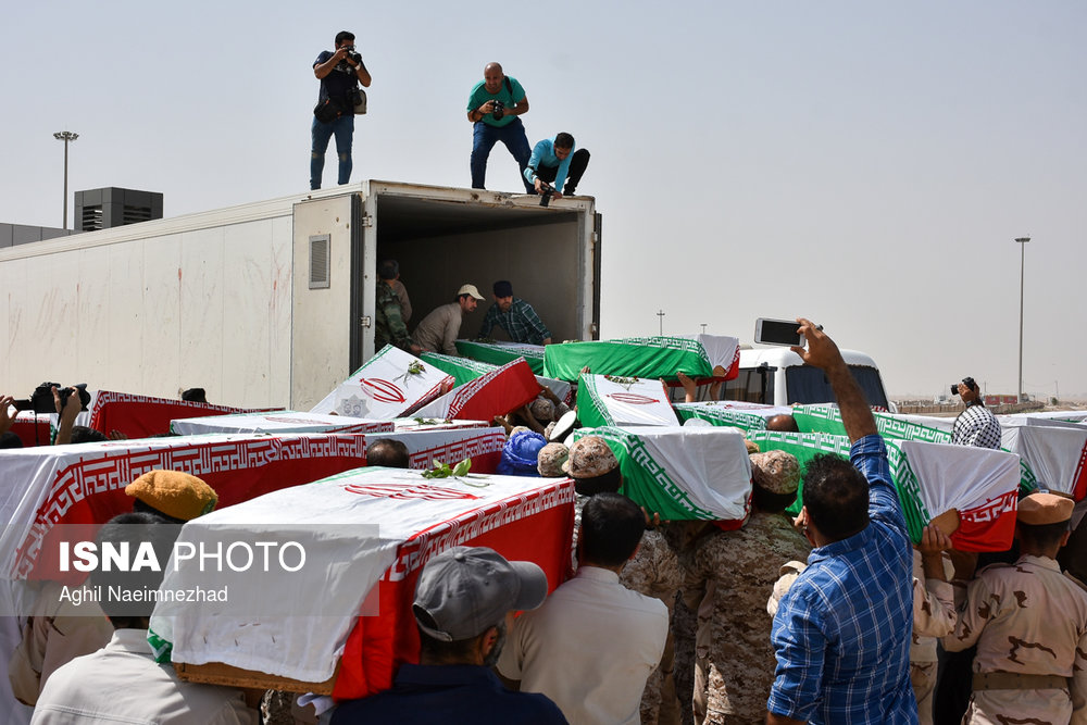 استقبال از ۷۵ شهید دوران دفاع مقدس در مرز شلمچه