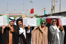 استقبال از ۷۵ شهید دوران دفاع مقدس در مرز شلمچه