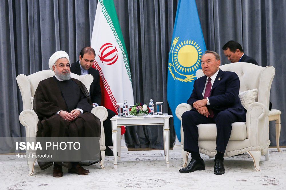 دیدار روحانی با نورسلطان نظربایف رییس جمهور قزاقستان