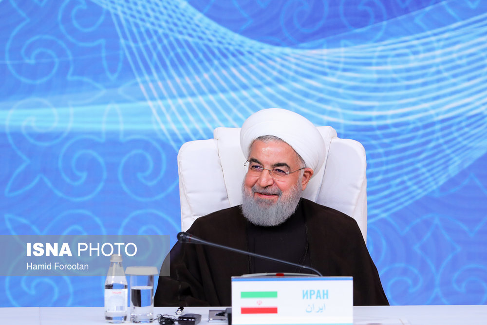 حضور حسن روحانی در امضای تفاهم نامه های کشورهای ساحلی دریای خزر - آکتائو قزاقستان