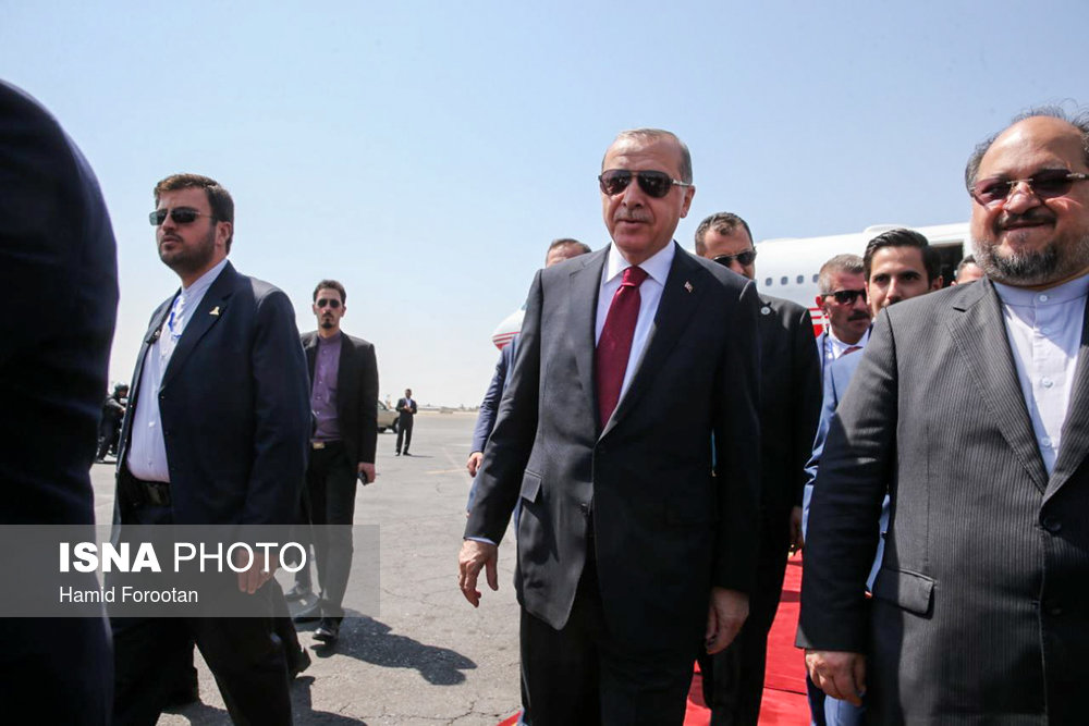 ورود اردغان به تهران برای حضور در نشست سه‌جانبه با روحانی و پوتین