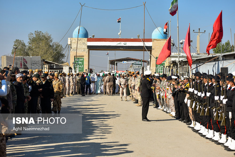 مراسم استقبال از ۷۲ شهید دوران دفاع مقدس در مرز شلمچه