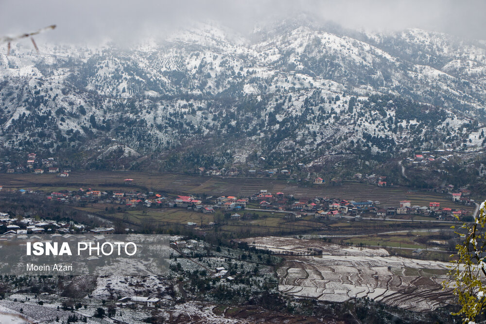 بارش برف در گیلان؛ روستای «تابستان نشین»