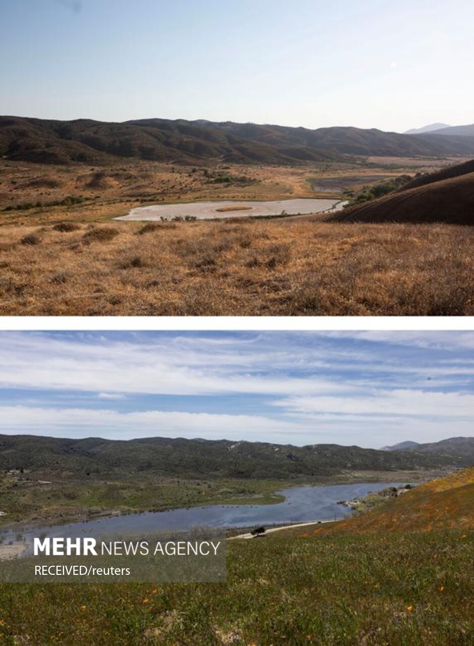 دریاچه کالیفرنیا پس از طوفان های زمستانی